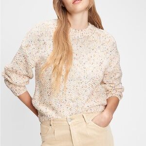 GAP Women's Cream Speckled Crew Neck Sweater